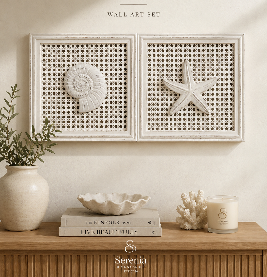 Sea rattan decor wall set